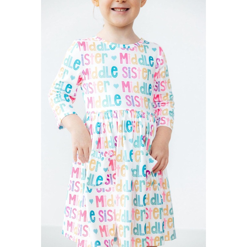 Middle Sister 3/4 Sleeve Pocket Twirl Dress