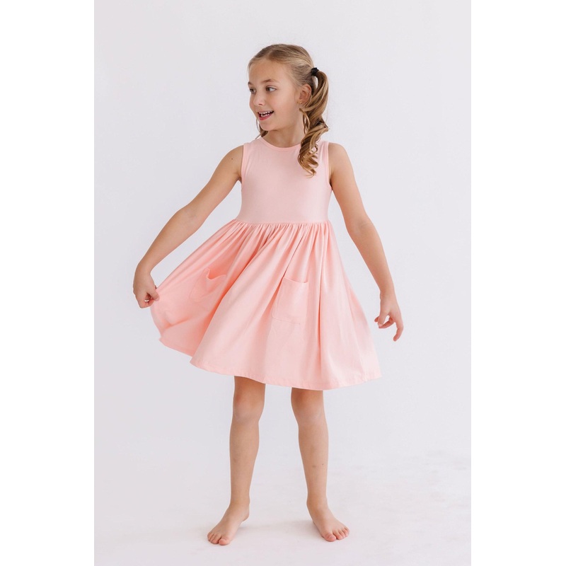 Peach Tank Pocket Twirl Dress|6-12M|12-24M|2T|3T|4T|5/6|7/8|9/10