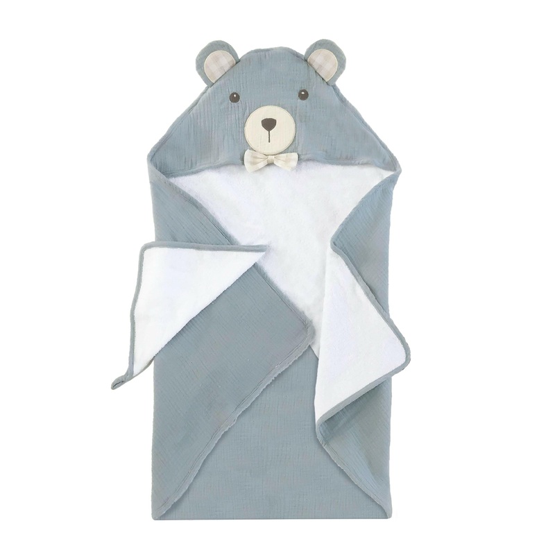 PETIT BEAR TERRY MUSLIN TOWEL AND WASHCLOTH SET