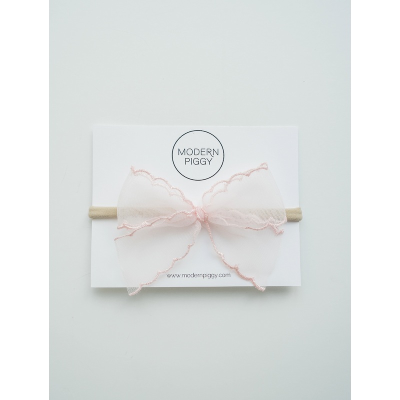Pink Mist | Ribbon Bow|Alligator Clip|Nylon Headband