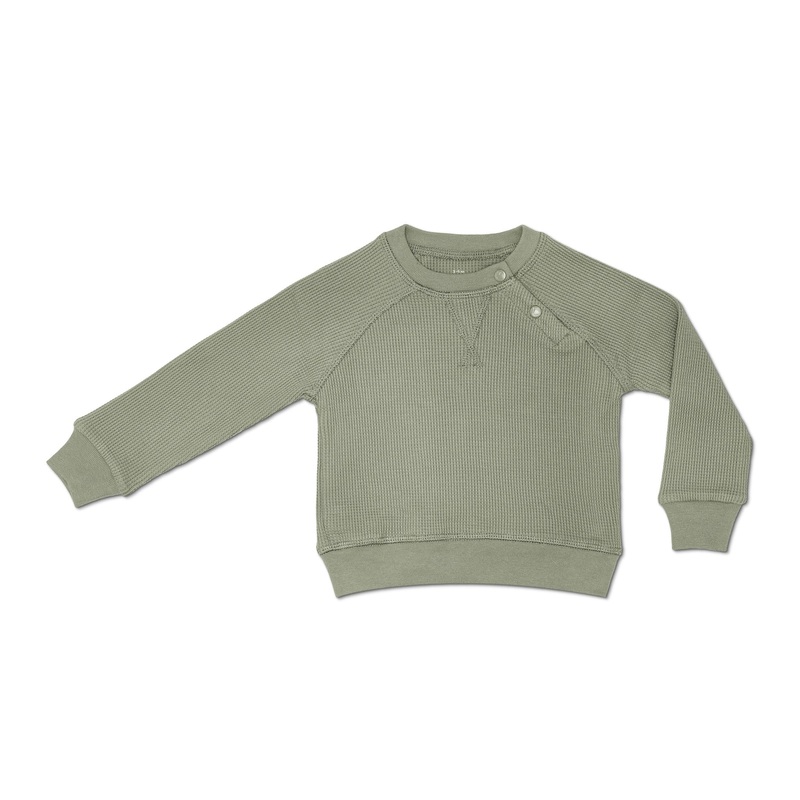 Waffle Crew Neck Sweatshirt – Olive Green