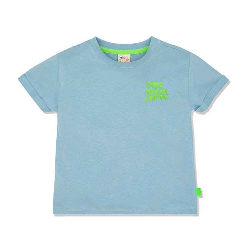 100% Earth loving Kid T-Shirt – Slate Blue/neon