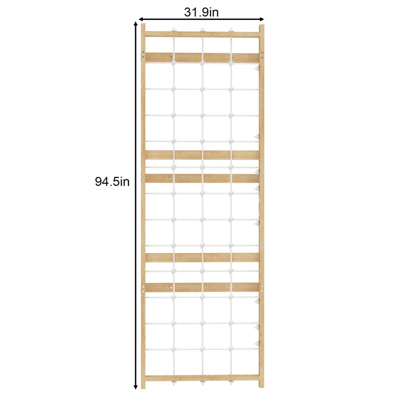 Avenlur Walnut Modular Add-On Rope Wall Panel  Indoor Wooden Climbing Net for Kids | Montessori Jungle Gym Expansion