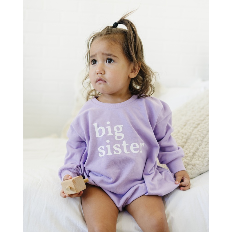 Big Sister Sweatshirt Romper|Lilac|Salmon|Mauve|0-3 months|3-6 months|6-9 months|9-12 months|12-18 months|18-24 months|2T