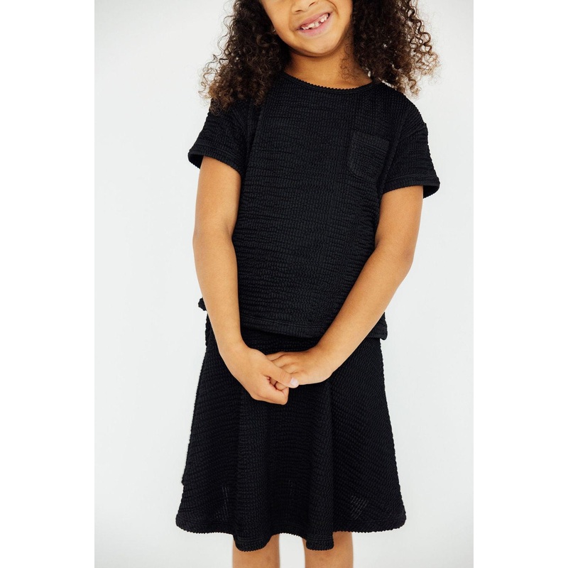 Black Scrunchy Pocket Tee|6-12M|12-24M|2T|3T|4T|5/6|7/8|9/10