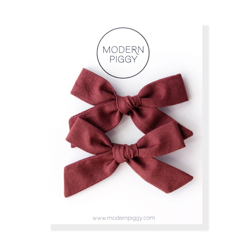 Garnet | Pigtail Set – Hand-tied Bow