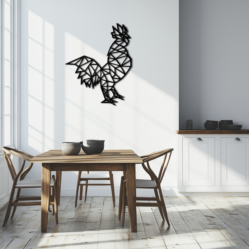 Geometric Rooster Metal Wall Art – Modern Farmhouse Decor – KAF149