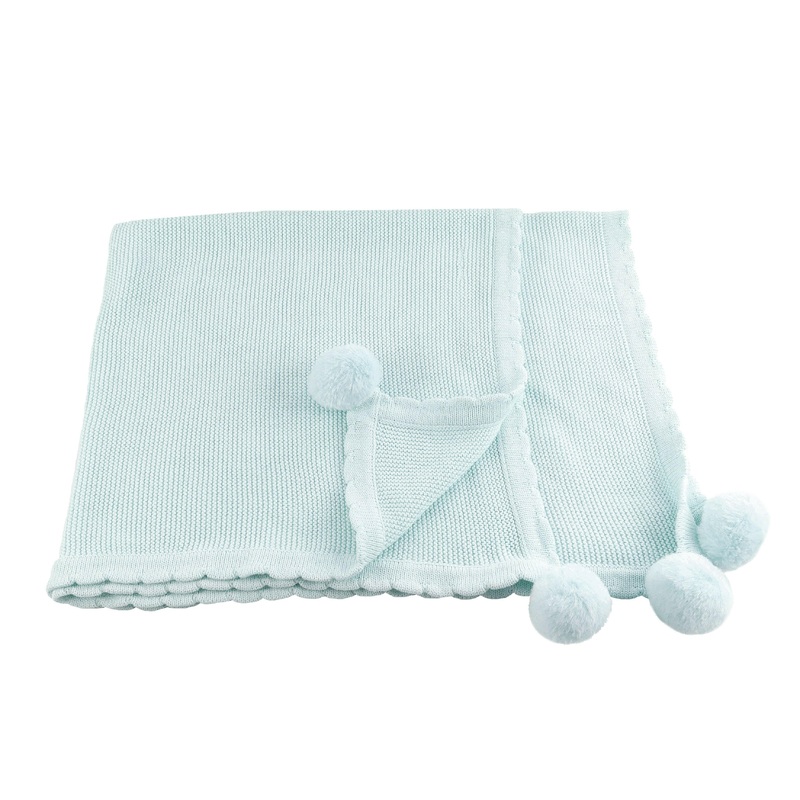 POM POM BLANKET –  PALE BLUE
