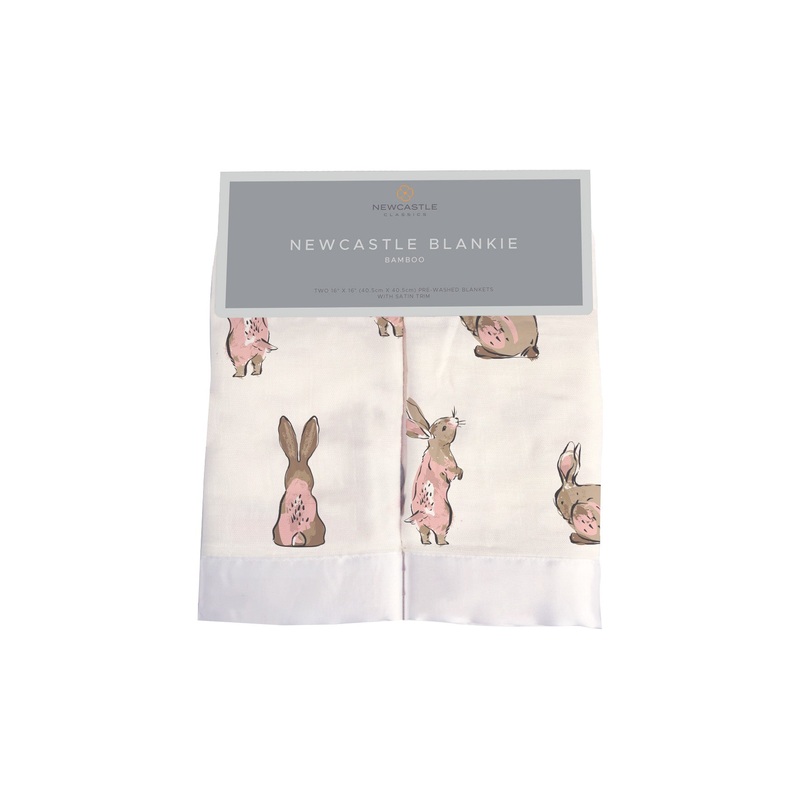Powder Pink Bunnies Bamboo Newcastle Blankie