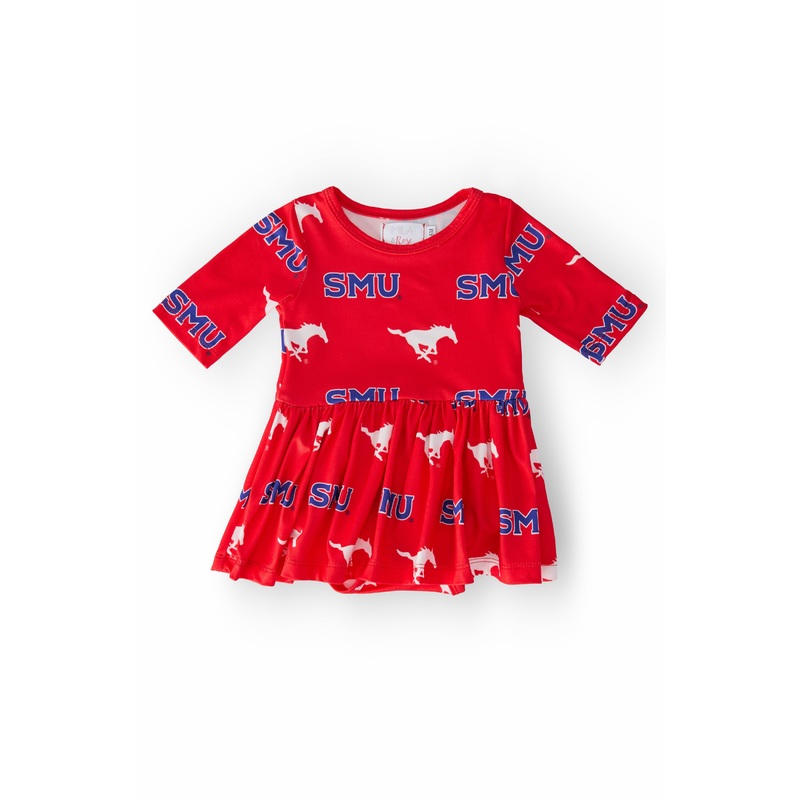 SMU Red Mustang 3/4 Sleeve Twirl Bodysuit