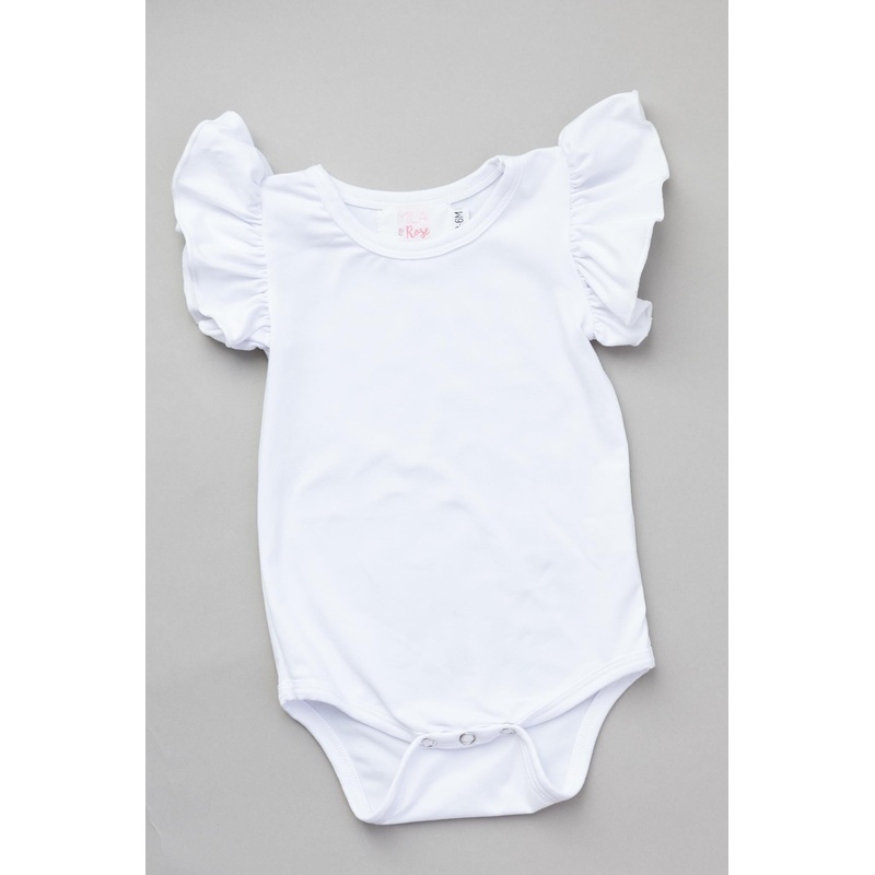 White S/S Flutter Bodysuit|0-3M|3-6M|6-12M|12-18M|18-24M