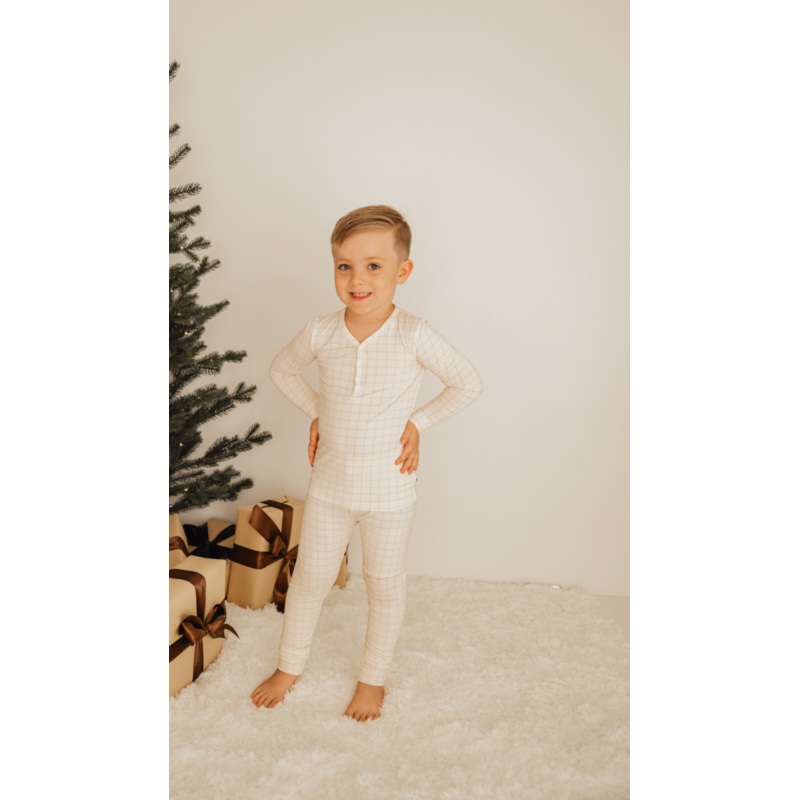 Bamboo Two Piece Pajama | Golden Grid