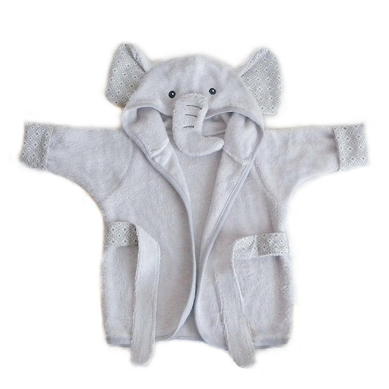Elephant  Bamboo Terry Gray Baby Robe