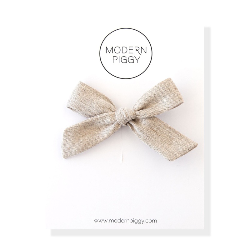 Flax | Hand-tied Bow|Alligator Clip|Nylon Headband