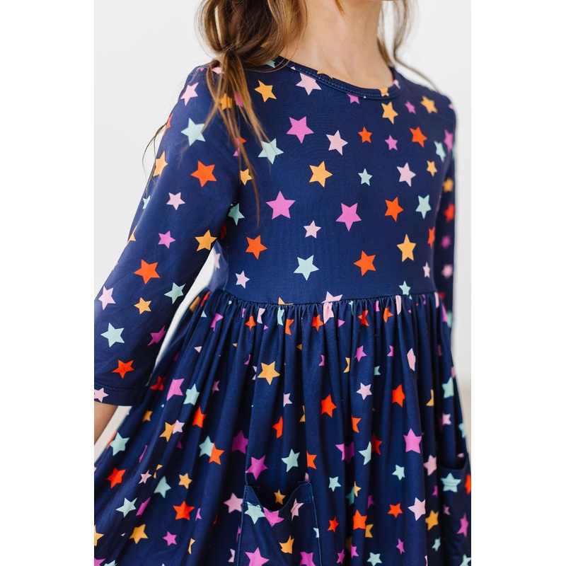 Halloween Stars 3/4 Sleeve Pocket Twirl Dress
