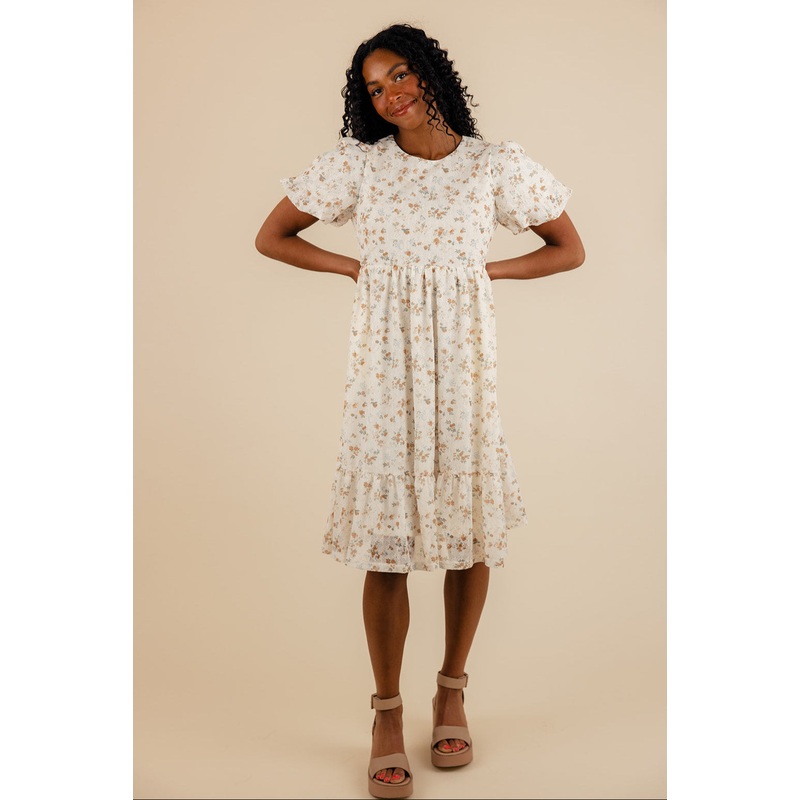 Jordyn Puff Sleeve Dress|Ivory|S|M|L|XL