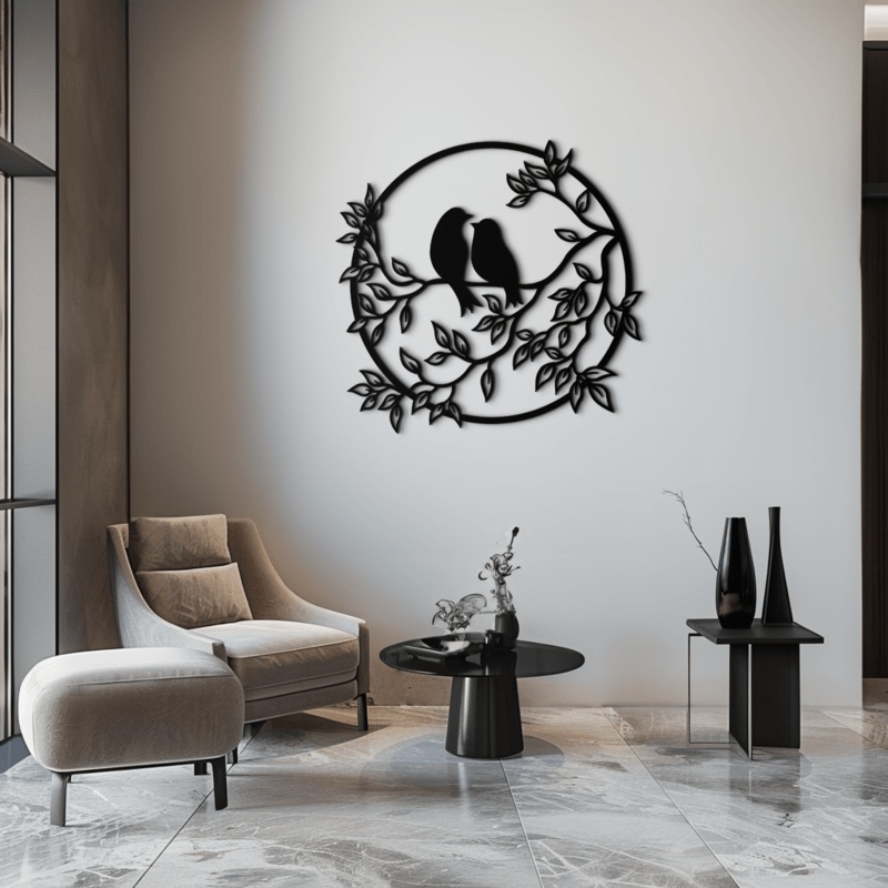 Love Birds Metal Wall Art – Romantic Steel Wall Decor for Home and Bedroom – KAF023