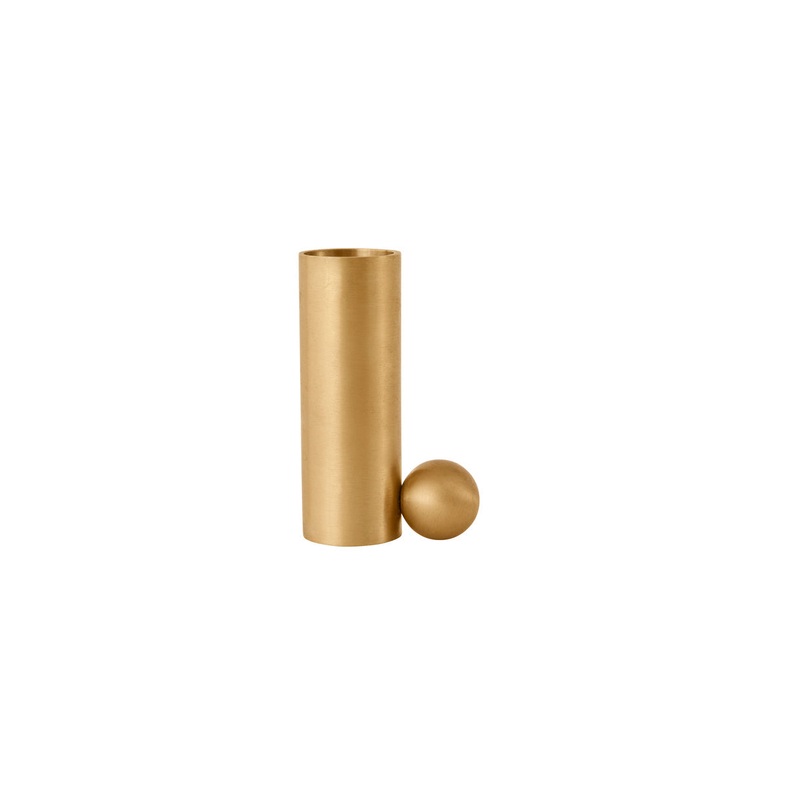 Palloa Solid Brass Candleholder – High – Brushed Brass