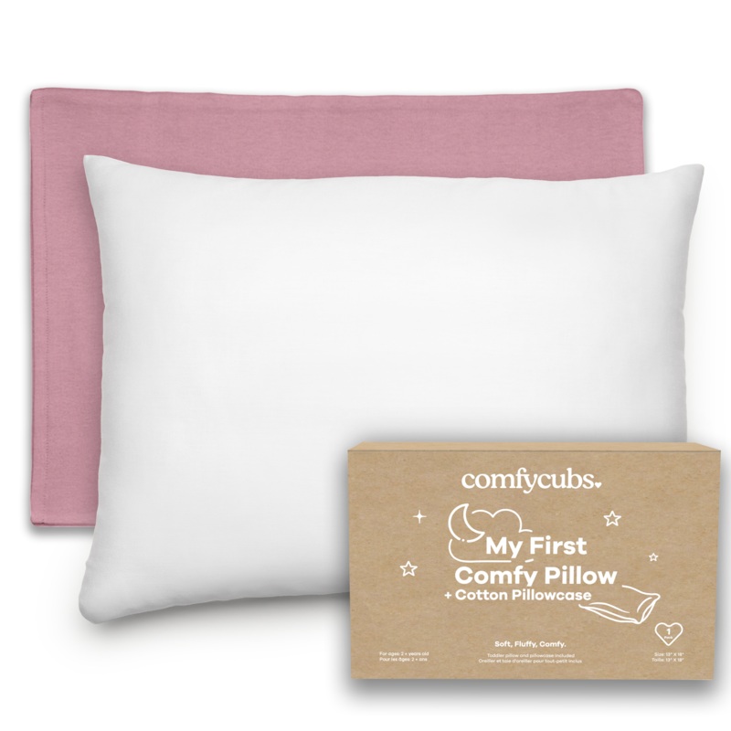 Toddler Pillows with Soft Cotton Pillow Case by Comfy Cubs – Mauve