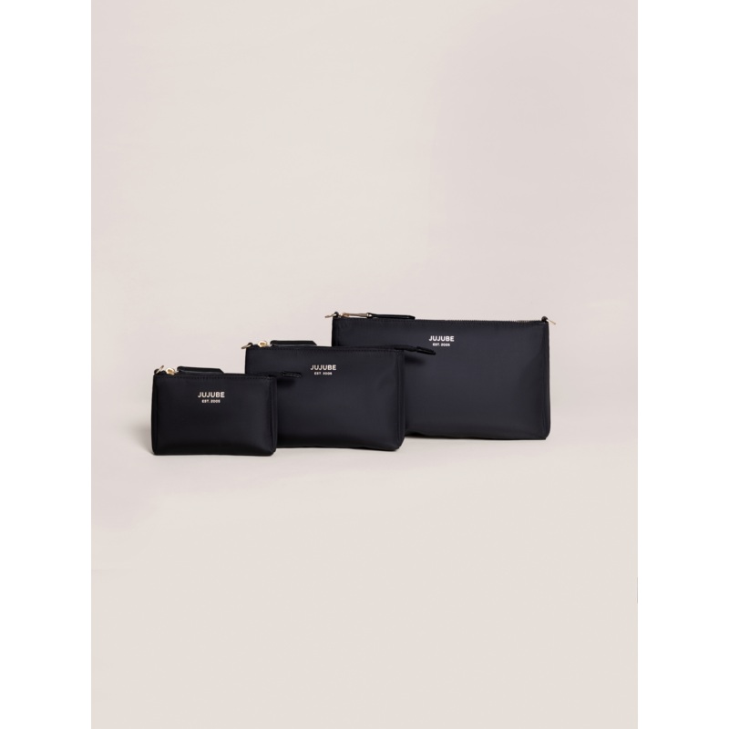 3-Piece Pouch Clutch Purse Set – Black