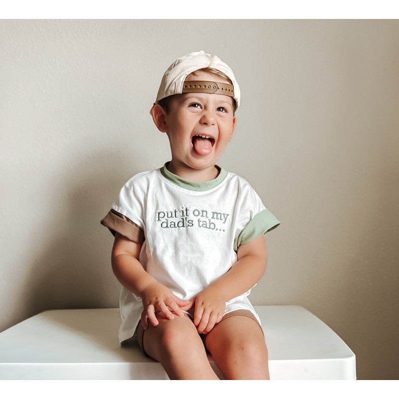 Custom Embroidered Colorblock Tee and Biker Shorts Set