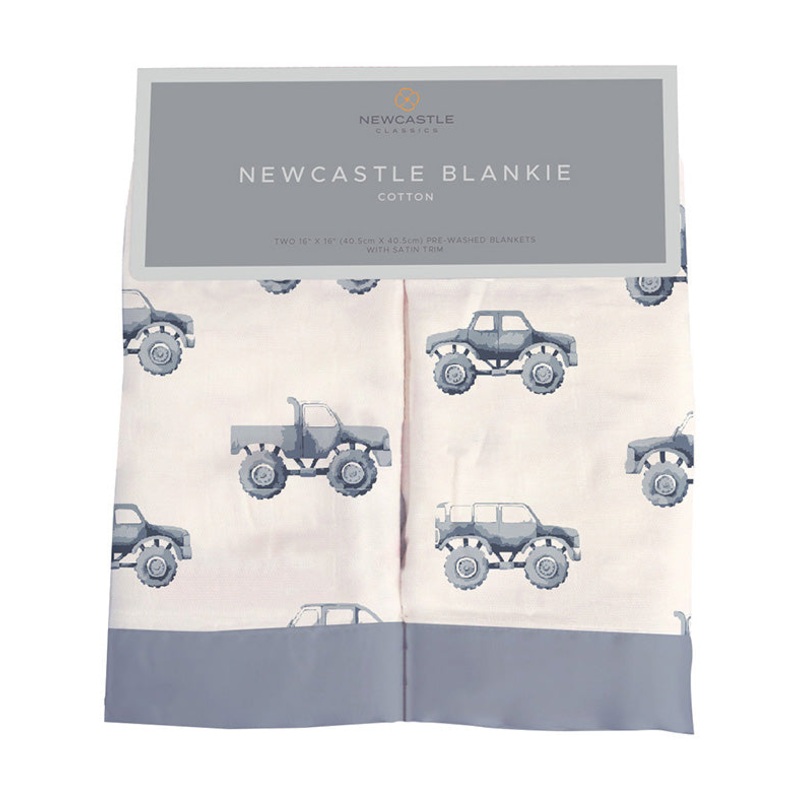 Indigo Monster Trucks Cotton Newcastle Blankie