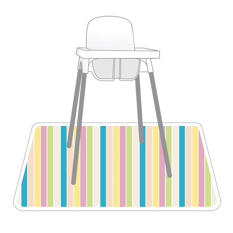 Rainbow Stripes Splash Mat – A Waterproof Catch-All for Highchair Spills and More!