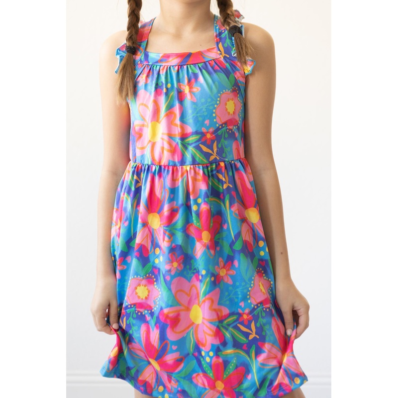 Springing Around Ruffle Cross Back Dress