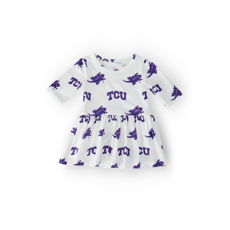 TCU White Frog 3/4 Sleeve Twirl Bodysuit
