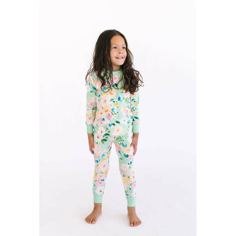 2 Piece Pajama Set in Watercolor Floral