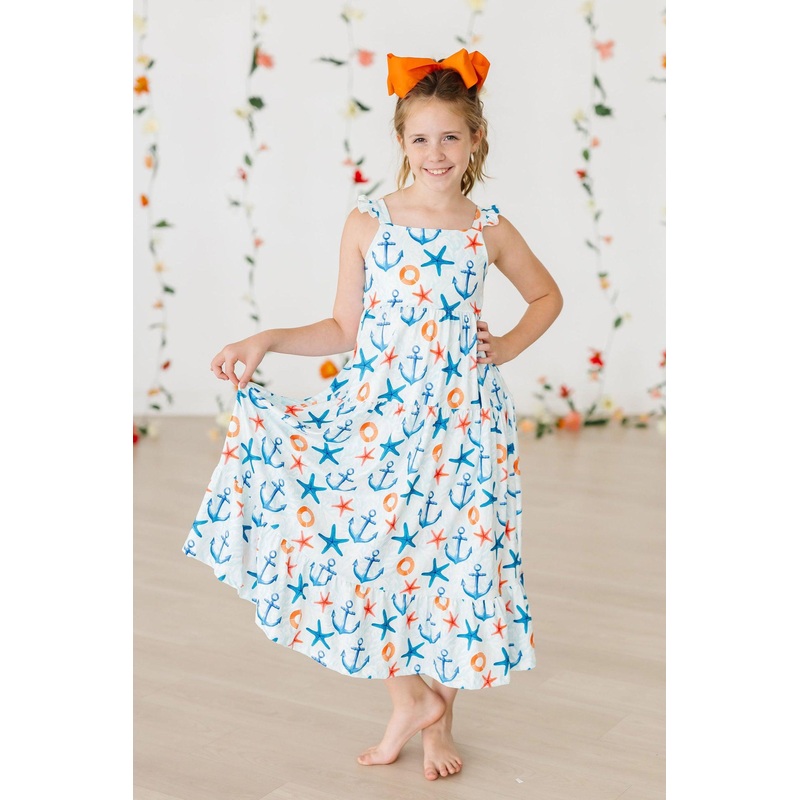 Anchors Away Ruffle Maxi Dress