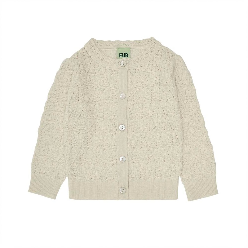 Baby Pointelle & Lace Cardigan – Ecru