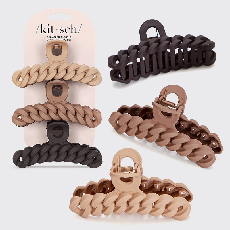 Eco-friendly Chain Claw Clip 3pc Set – Neutral