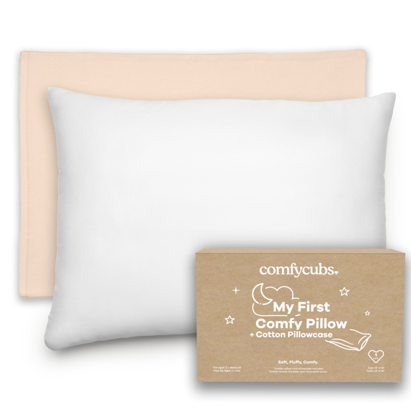 Toddler Pillows with Soft Cotton Pillow Case by Comfy Cubs – Cream