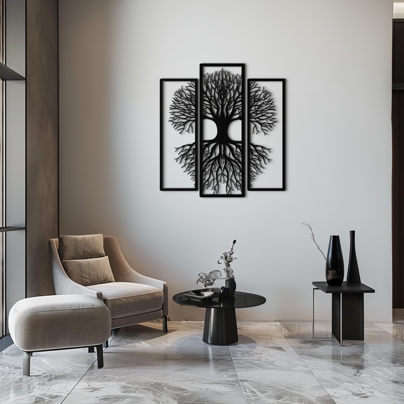 Tree of Life Metal Wall Art  3-Panel Nature Decor – KAF214