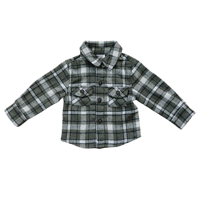 Charcoal Flannel Shacket|0-3|3-6|6-12|18|2T|3T|4T|5T