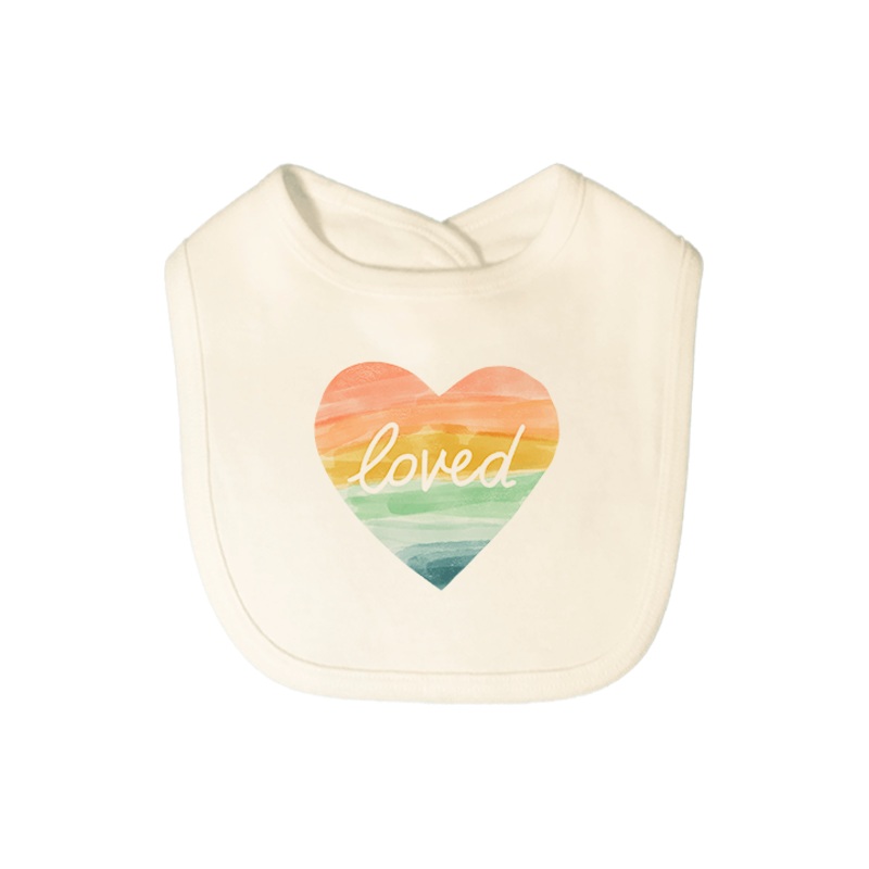 graphic bib | loved rainbow heart