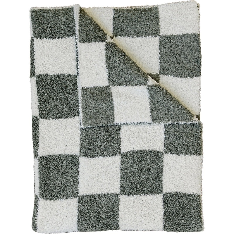 Green Checkered Plush Blanket|Lovey 15X20|Baby Blanket 30X40|Child/Adult 45X60