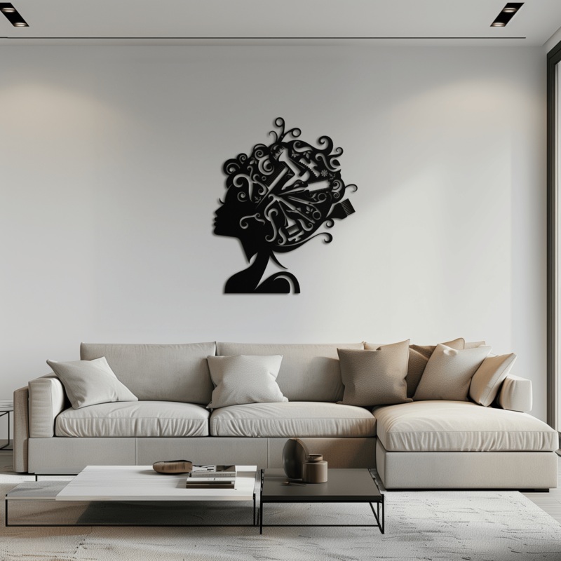 Hair Stylist Metal Wall Art – Steel Wall Decor for Salons and Studios – KAF004