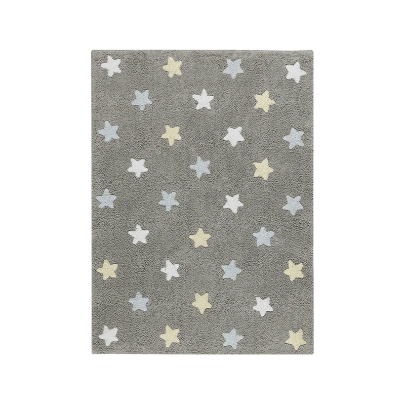 WASHABLE RUG TRICOLOR STARS GREY – BLUE