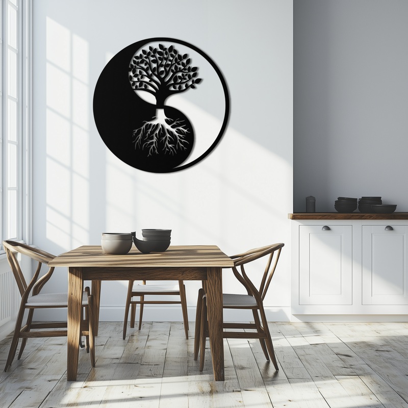 Yin-Yang Tree of Life Metal Wall Art – Harmonious Nature-Inspired Decor – KAF147