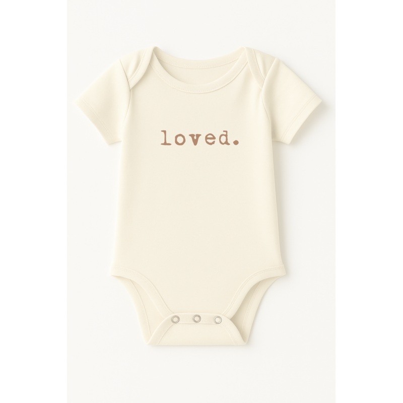 Loved. Clay Organic Cotton Baby Bodysuit Short Sleeve