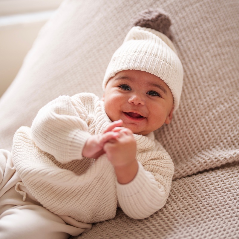 Organic Big Pompom Beanie|Forest / Coconut Milk|Merry / Coconut Milk|Alfalfa|Ivory / Fawn|Blush|Vanilla / Chocolate Chip|0-3M|3-12M|1-2T|3-4T|5-6T