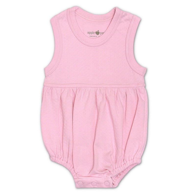Organic Cotton Bubble Romper Pink Pointelle