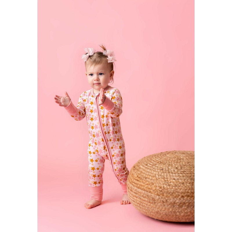 Pink Star Zipper Romper|0-3M|3-6M|6-9M|9-12M|12-18M|18-24M