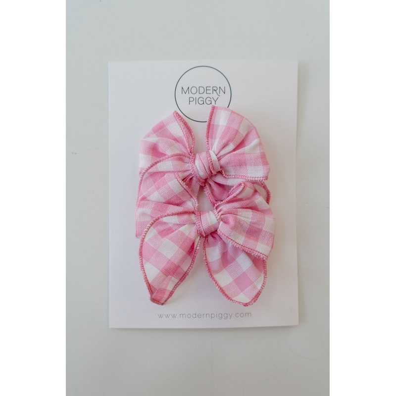 Rosy Gingham | Pigtail Set – Petite Party Bow