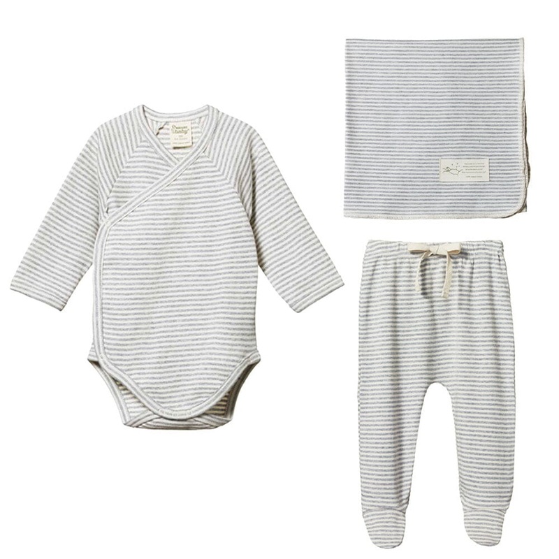 Grey Stripe Baby Set|NB|0-3m|3-6m