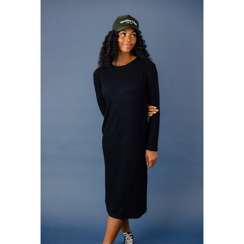 Lonely Hearts Ribbed Dress|Black|S|M|L