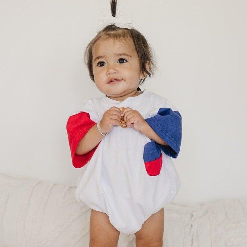 Red, White & Blue Colorblock T-Shirt Romper