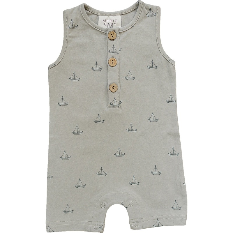 Sail Boat Short Romper|0-3|3-6|6-12|18|2T